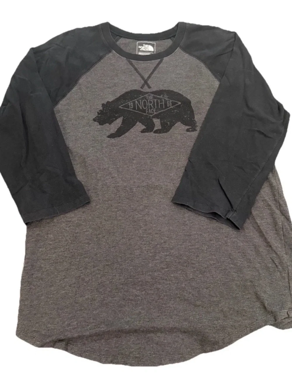 The North Face Gray Body with Black Raglan Long Sleeve Shirt